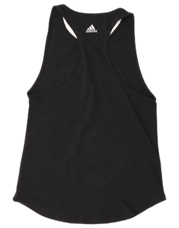 Adidas Mujer Gráfico Chaleco Top Reino Unido 8/10 Pequeño Algodón Negro