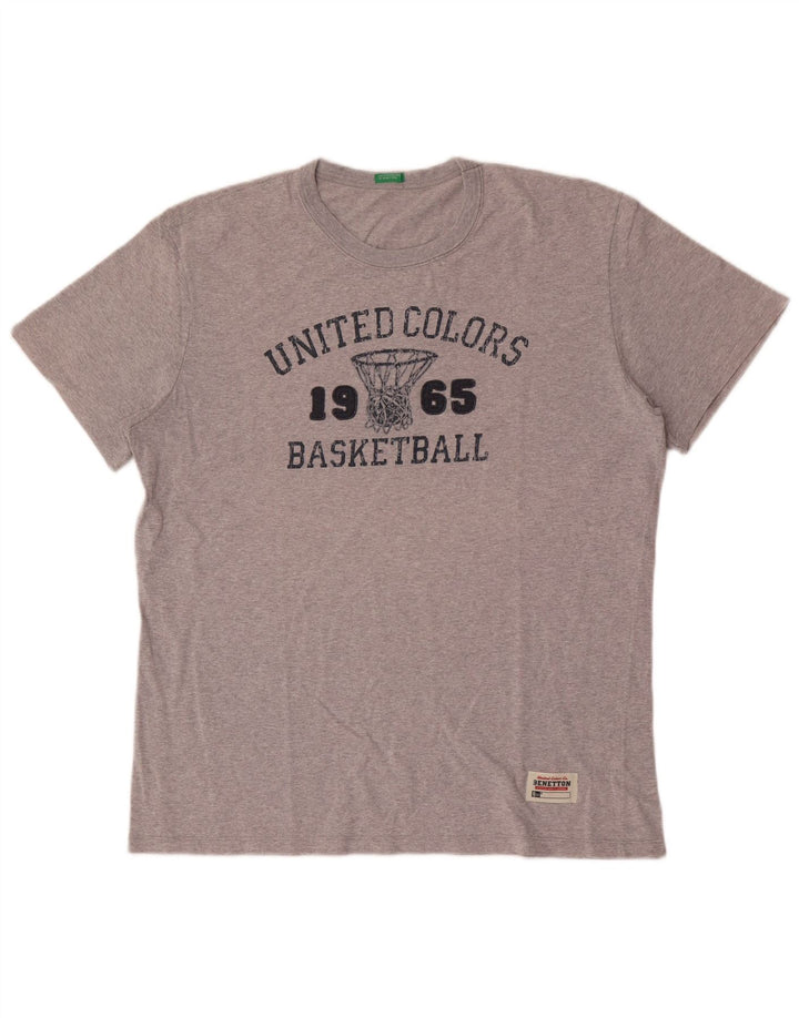 Benetton Camiseta Estampada Con Estampado De Hombre Grande Gris Moteado