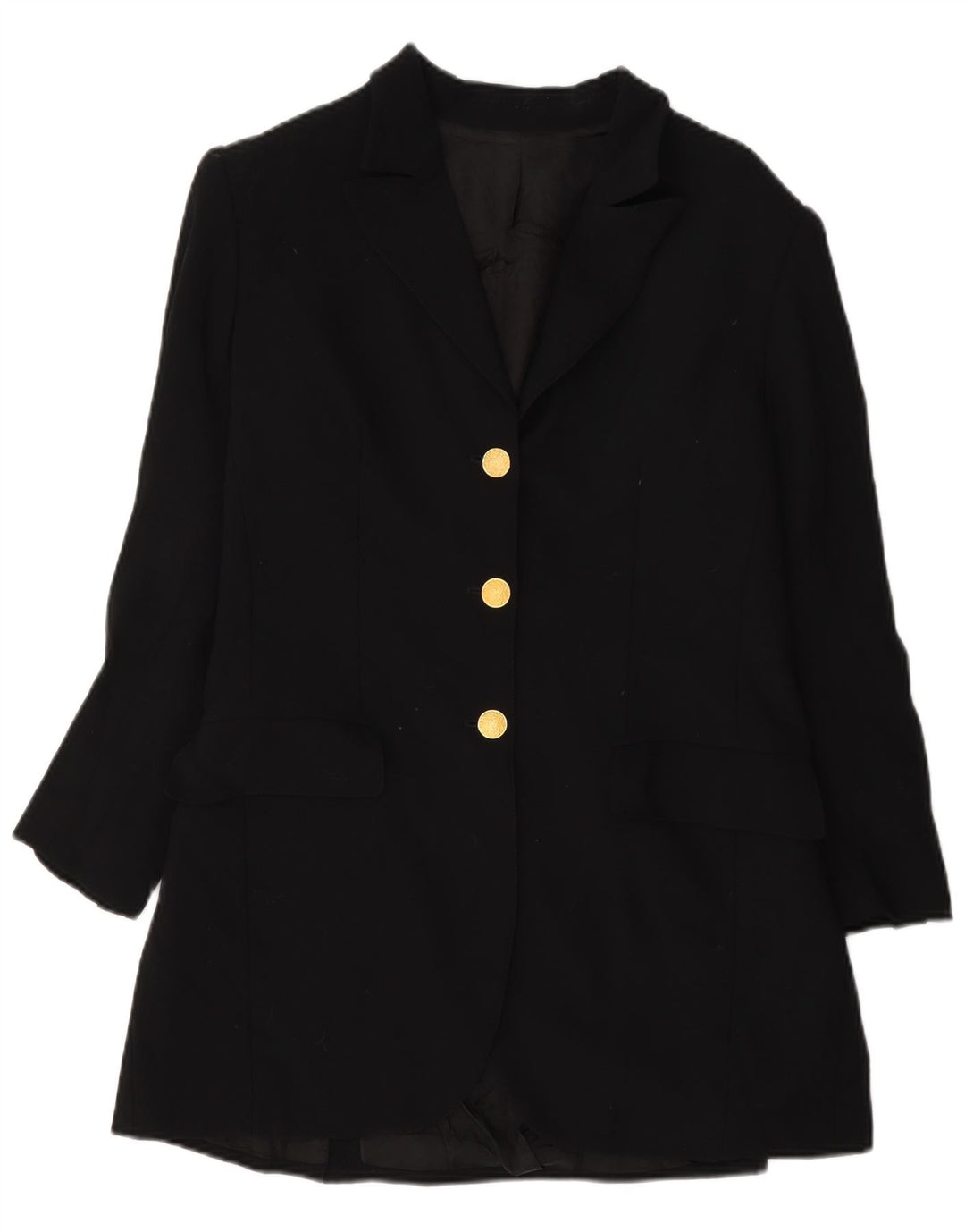 Ratti Chaqueta Blazer Larga De 3 Botones Para Mujer IT 44 Mediana Lana Negra
