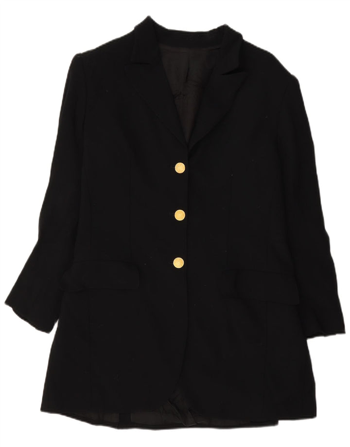 Ratti Chaqueta Blazer Larga De 3 Botones Para Mujer IT 44 Mediana Lana Negra