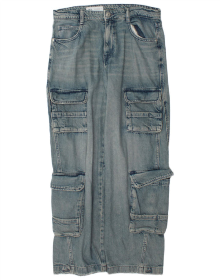 Zara Vaqueros Rectos Cargo para Mujer EU 38 Small W28 L31 Azul