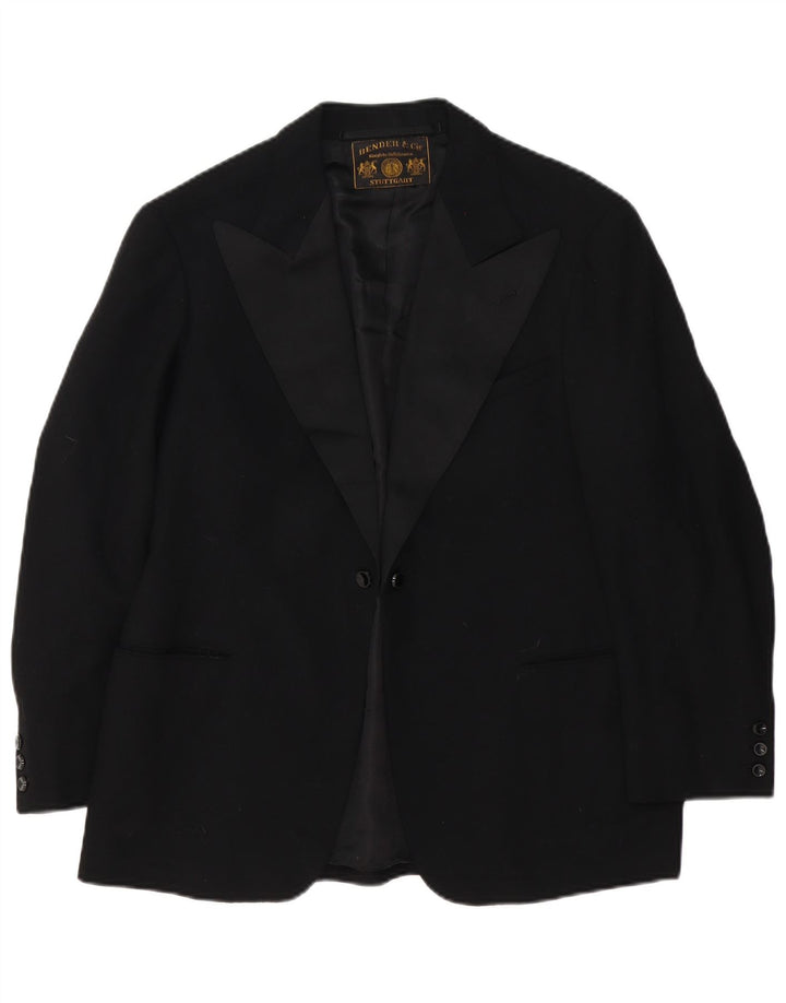Chaqueta Blazer Vintage de Mujer Reino Unido 14 Mediana Negra