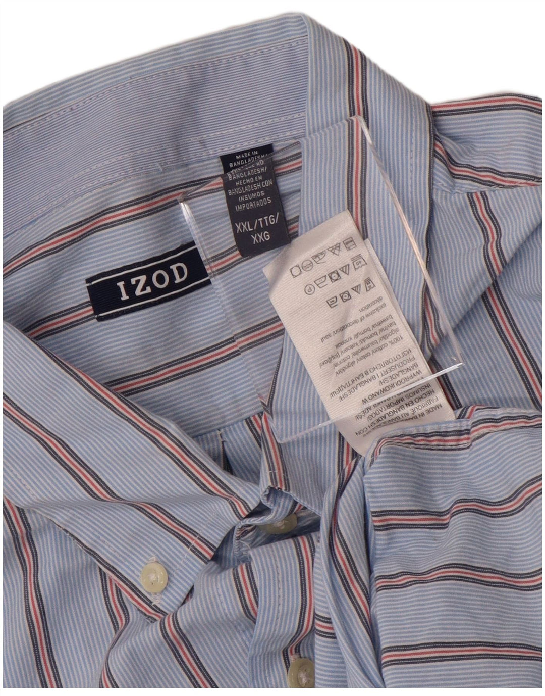 IZOD Camisa para hombre 2XL Algodón a rayas azules