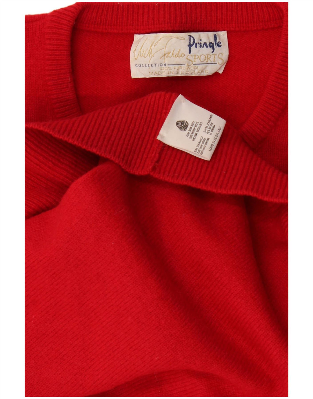 Pringle Hombre Gráfico Cuello Redondo Jersey Suéter XL Rojo Lana Nueva