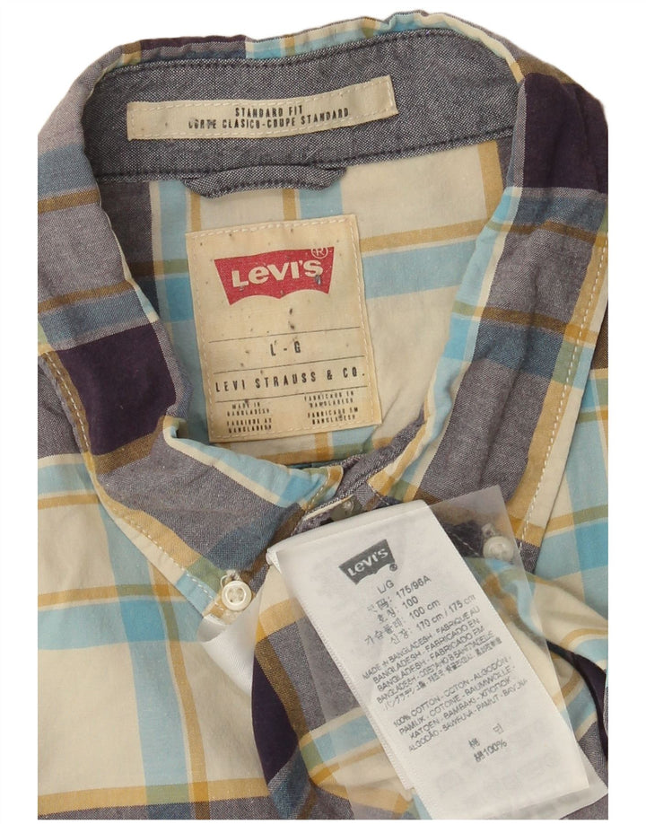 Levi's Camisa de corte estándar para hombre de algodón a cuadros beige grande