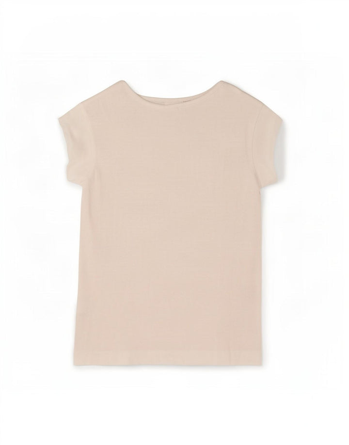 Zara Mujer Camiseta Top UK 40 Medium Blanco Colorblock Viscosa