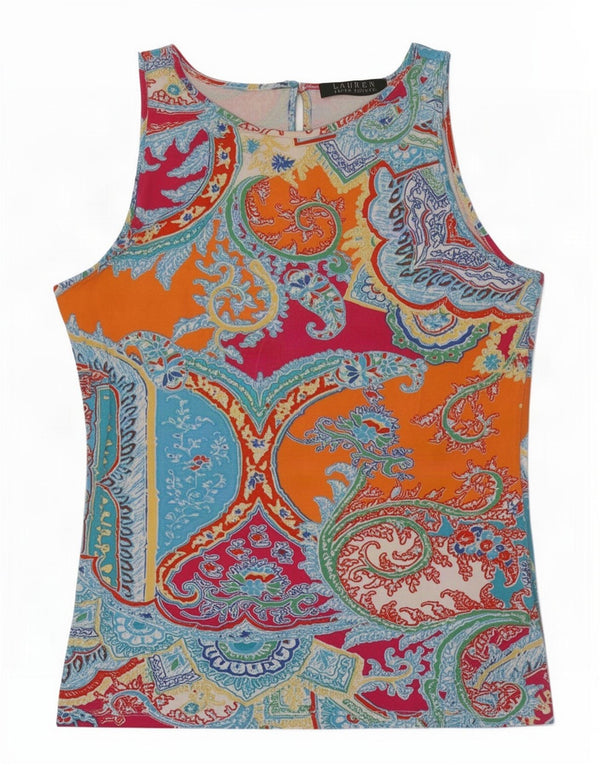 Ralph Lauren Womens Sleeveless Blouse Top UK 10 Small Multicoloured Paisley