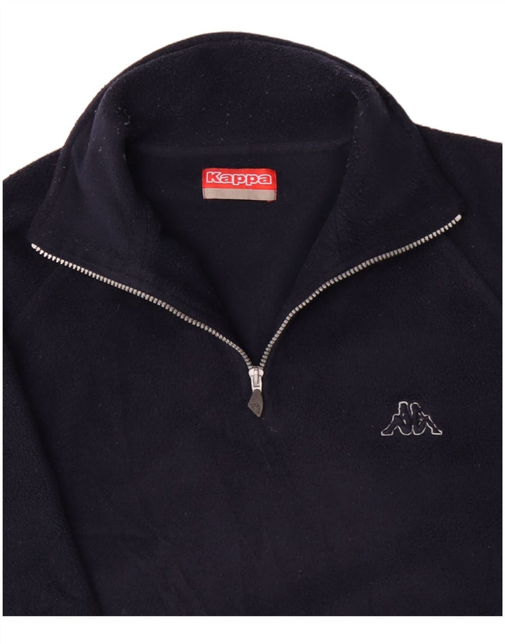 Kappa - Jersey de forro polar con cuello y cremallera para hombre, tamaño grande, poliéster azul marino