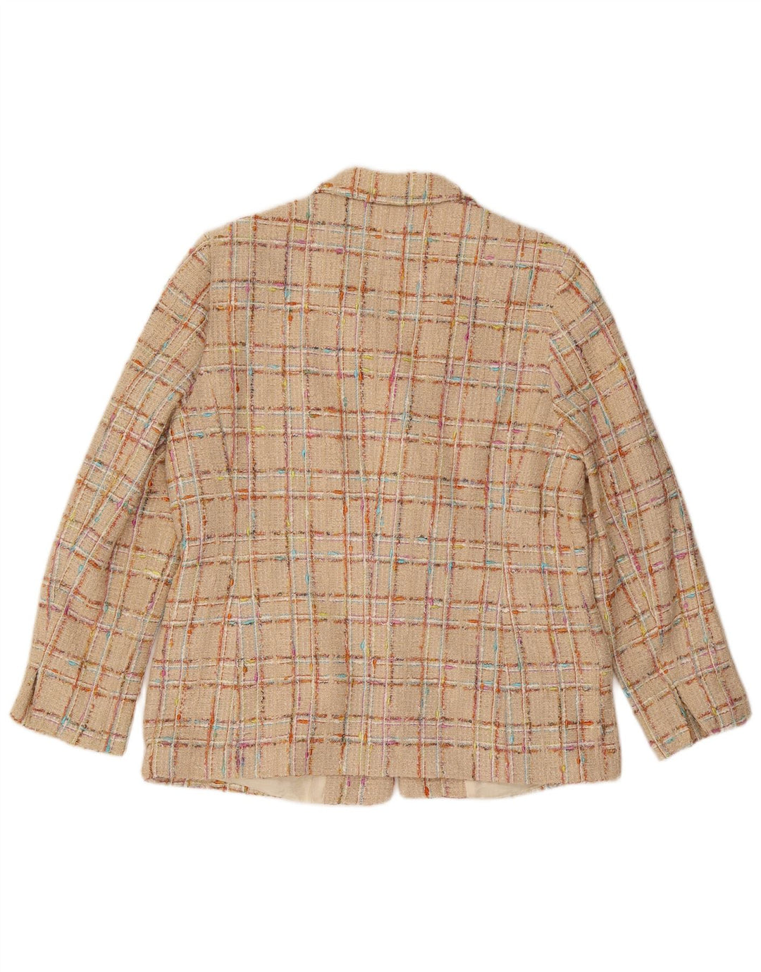 Elegance Chaqueta Blazer de 6 Botones para Mujer UK 18 XL Algodón a Cuadros Beige