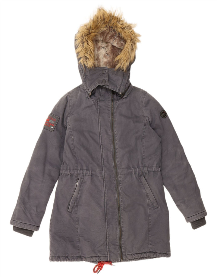 Mistral Parka extragrande con capucha para mujer UK 10 Small Grey Cotton
