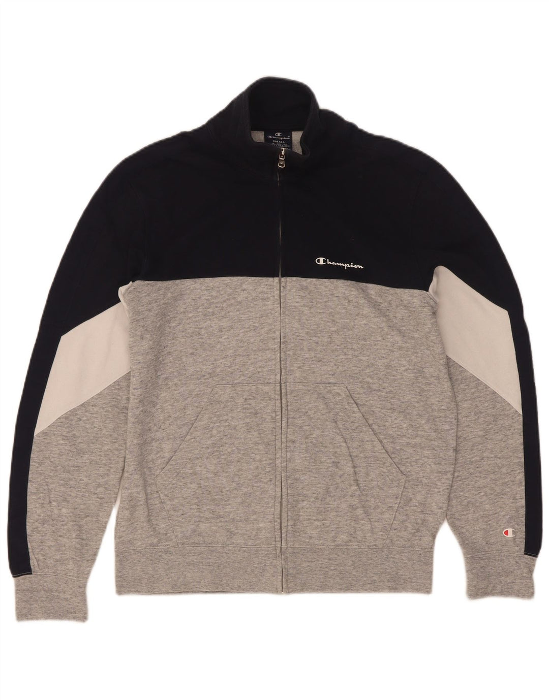 Champion Chaqueta de chándal para hombre, color gris pequeño, color block