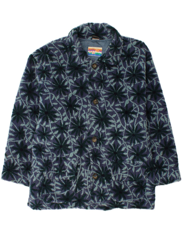 Vintage mujeres suelta ajuste cortavientos abrigo Reino Unido 16 grande púrpura floral