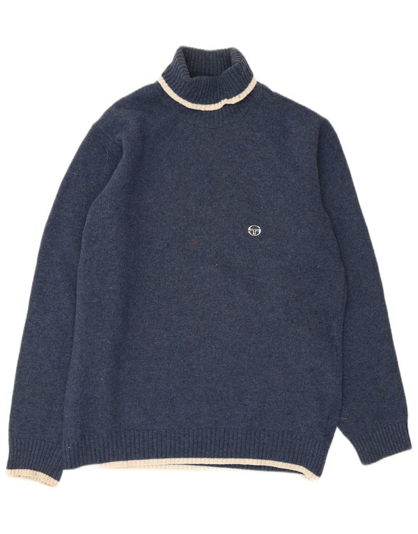 Sergio Tacchini - Jersey de cuello vuelto para hombre, talla grande, lana azul marino