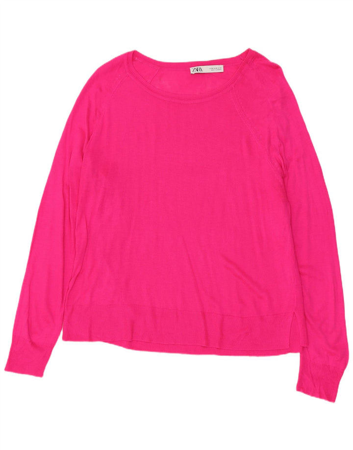 ZARA Jersey con cuello barco para mujer, talla 40, color rosa medio