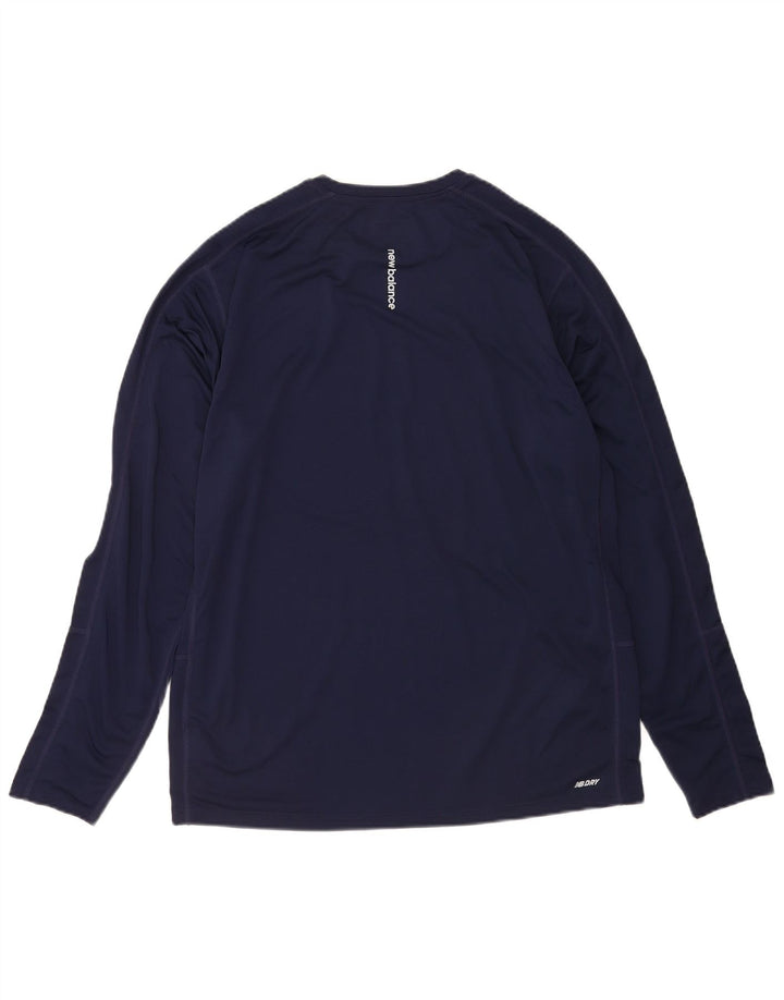 New Balance Hombre Gráfico Top Manga Larga Grande Poliéster Azul Marino