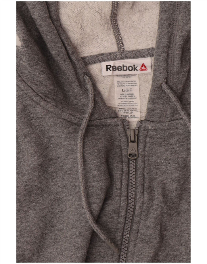 Reebok Sudadera con capucha y cremallera para hombre, tamaño grande, algodón gris