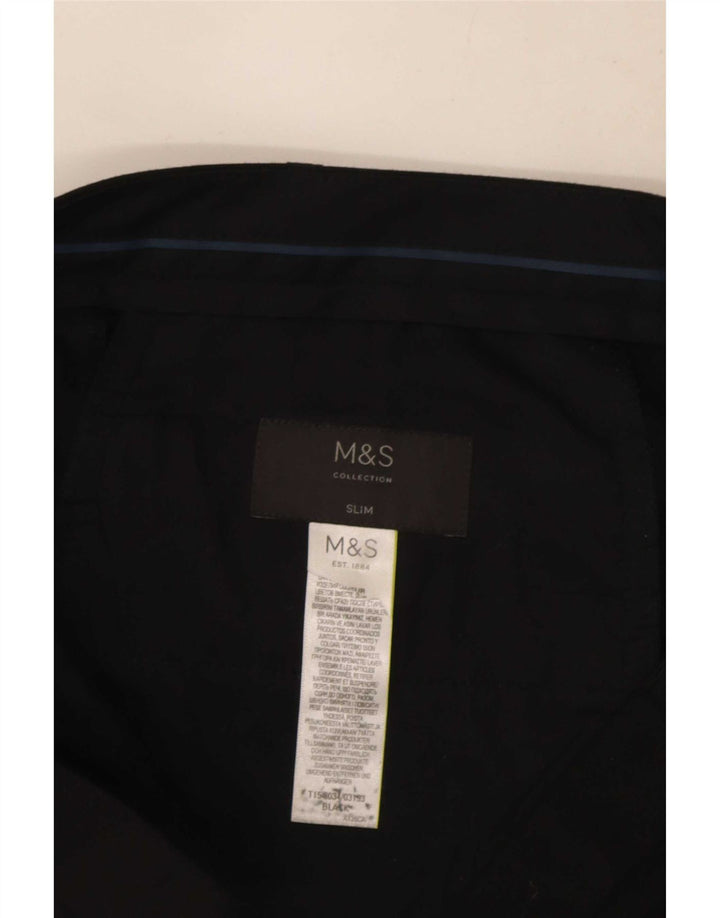 Marks & Spencer Pantalón de traje ajustado para hombre W34 L32 Negro