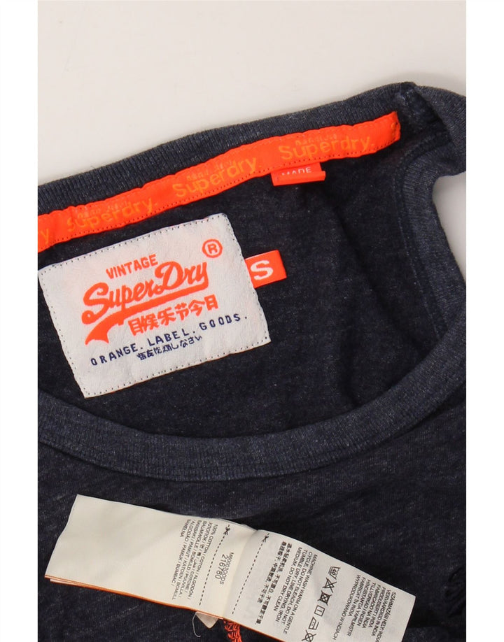 SUPERDRY Hombre Chaleco Top Small Azul Marino Moteado Algodón