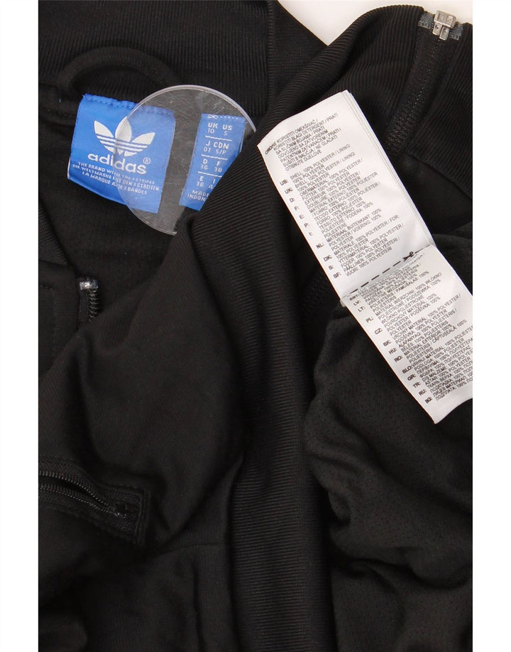 ADIDAS Chaqueta superior de chándal gráfico para mujer Reino Unido 10 Pequeño Poliéster negro