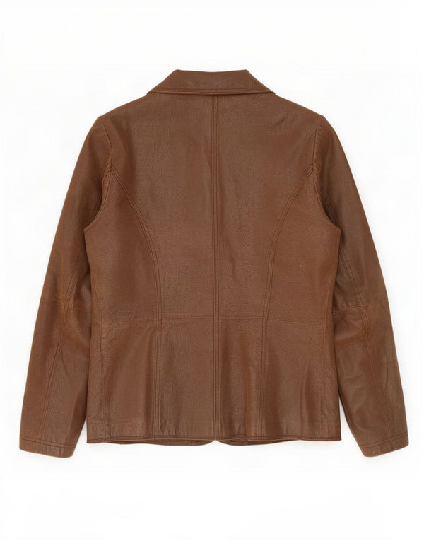 Paco Chaqueta Blazer De Cuero Con 2 Botones Para Mujer UK 10 Small Brown