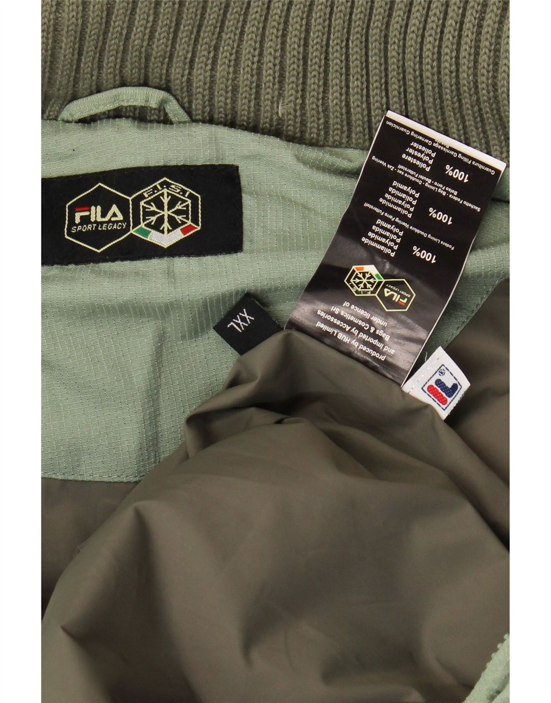 Fila Chaqueta acolchada con capucha para hombre UK 44 2XL Poliamida verde
