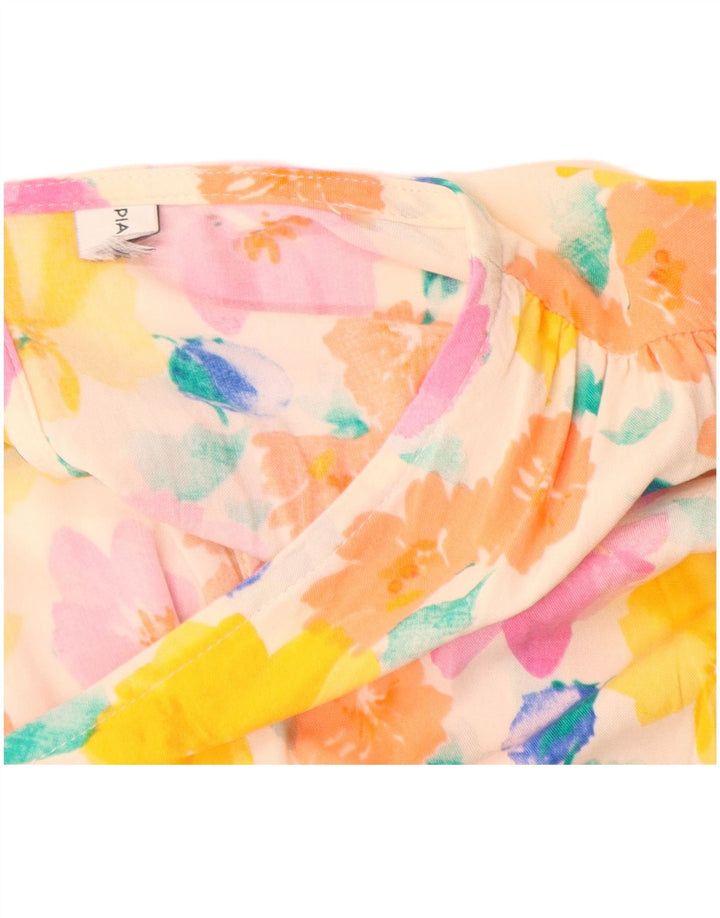 VINTAGE Mujer A-Line Vestido Reino Unido 8 Pequeño Multicolor Floral