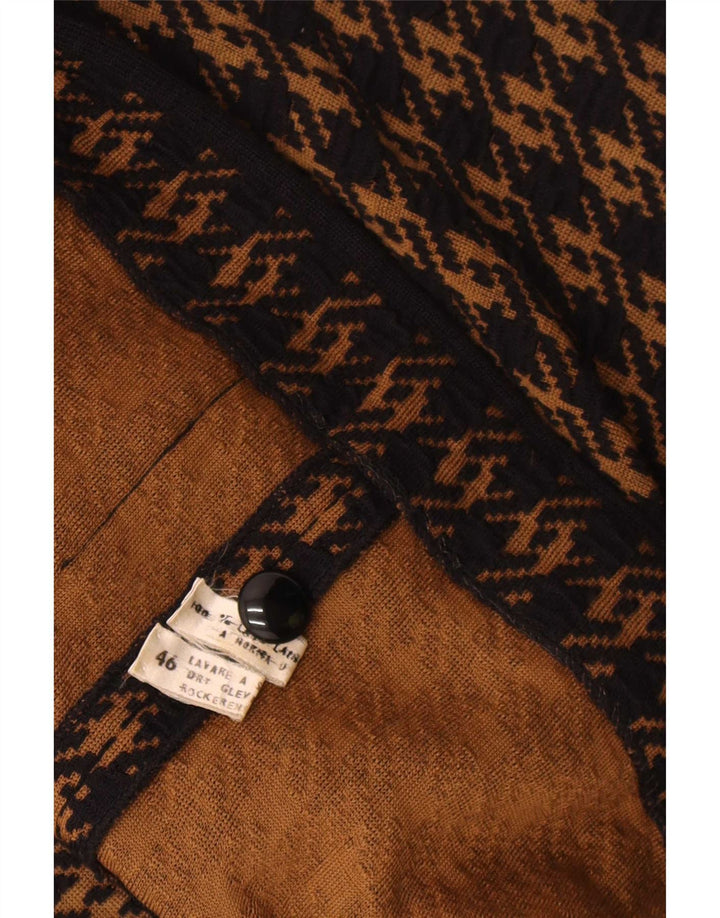 Vintage mujer Cardigan suéter IT 46 lana de pata de gallo marrón grande