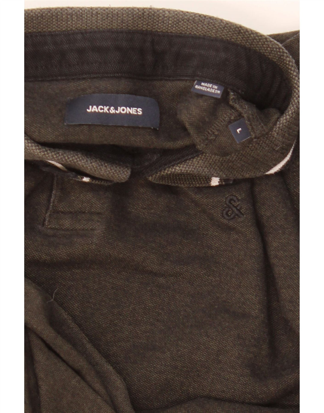 JACK & JONES Polo para hombre de rayas caqui grande