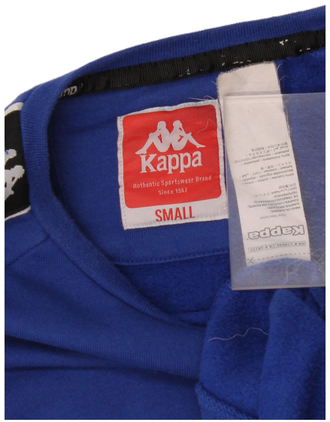 KAPPA Hombre Sudadera Gráfica Jersey Small Azul Colorblock Algodón