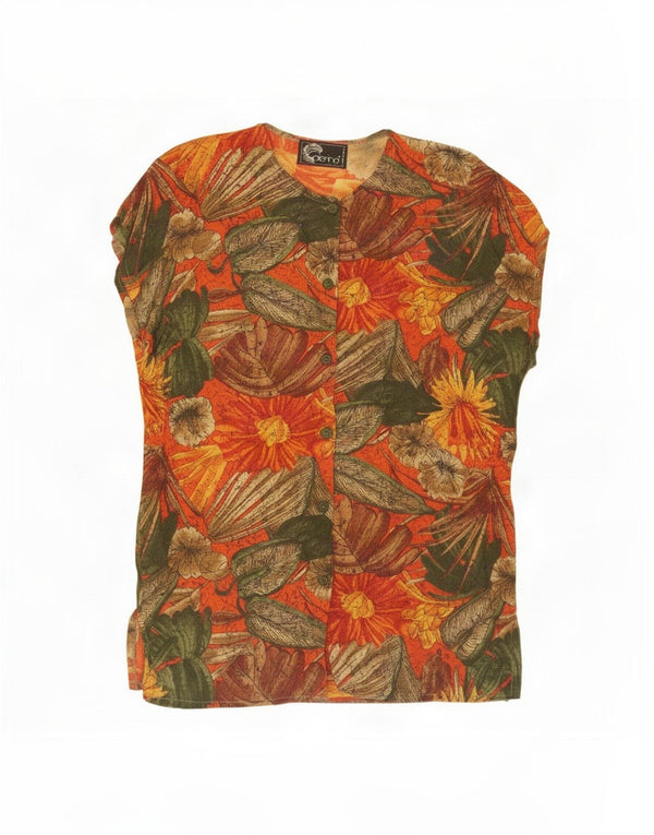 Caterina Blusa sin mangas para mujer UK 40 XL Naranja Floral