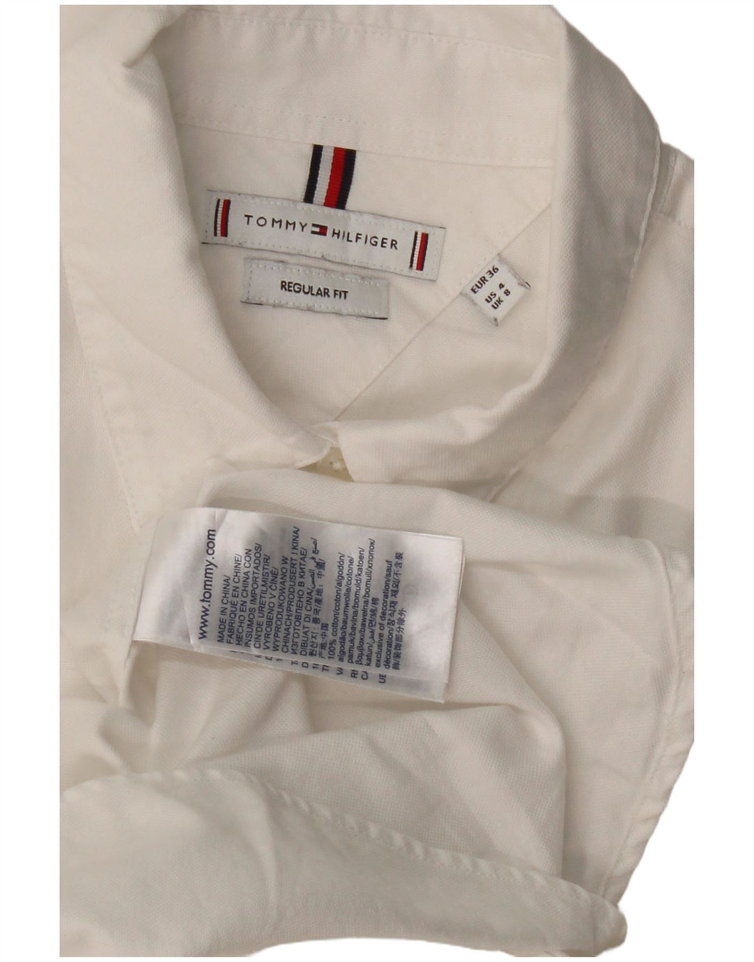 TOMMY HILFIGER Camisa de corte regular para mujer UK 8 Small White Cotton