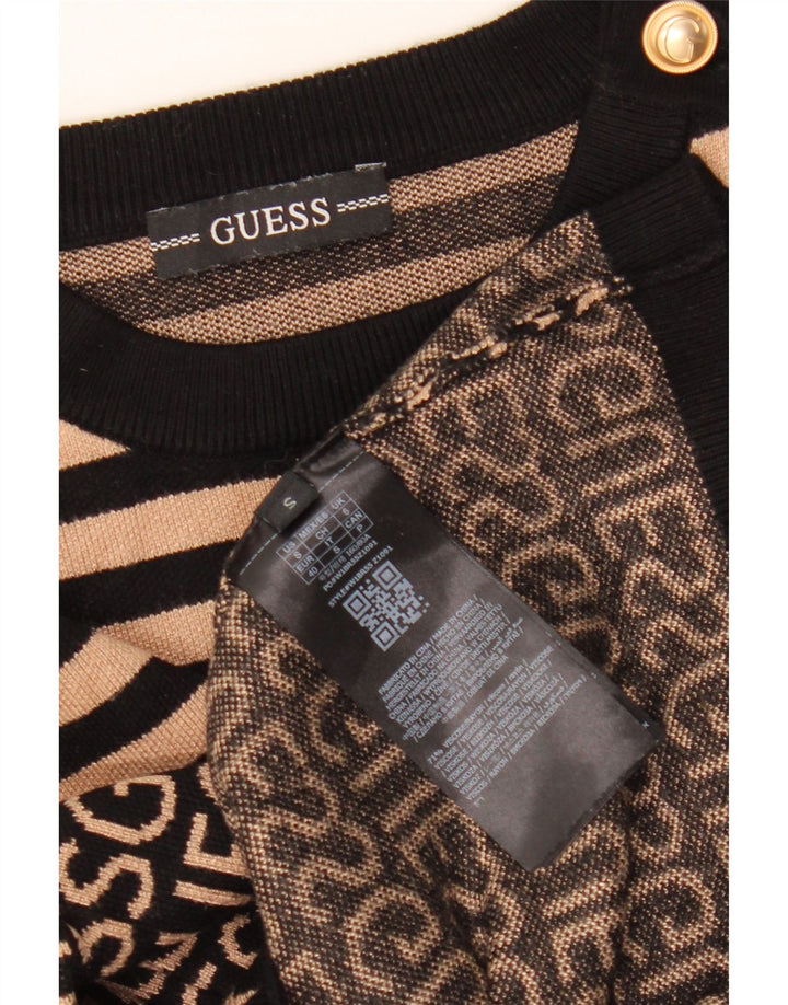 GUESS Suéter gráfico con cuello redondo para mujer UK 10 Small Black Stripes