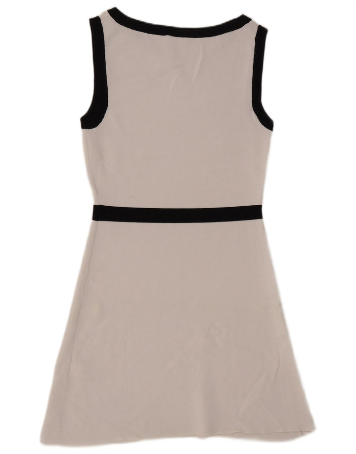 Zara Vestido Acampanado Sin Mangas para Mujer UK 44 Viscosa Blanca Mediana