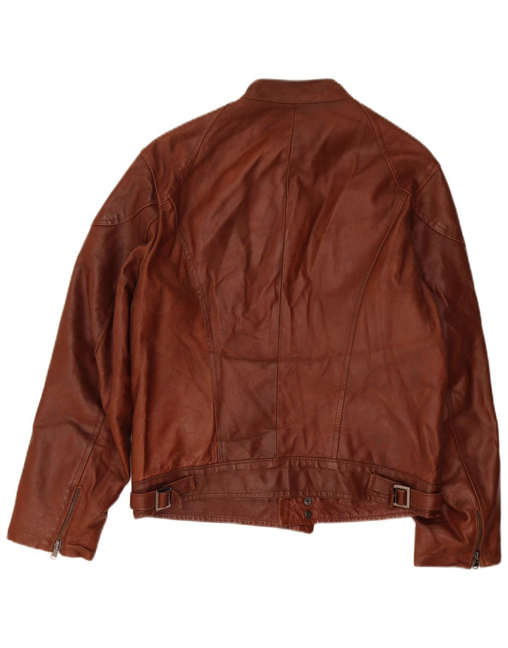 Sasch Chaqueta Racer de cuero para mujer Reino Unido 12 Marrón medio