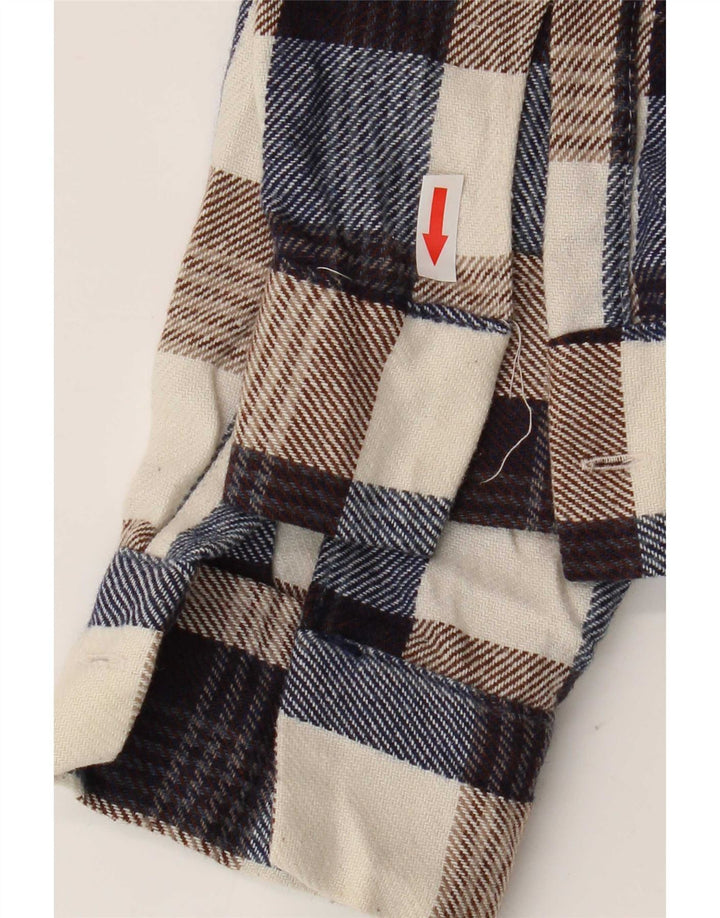 Camisa de franela vintage para hombre con cuadros multicolores medianos