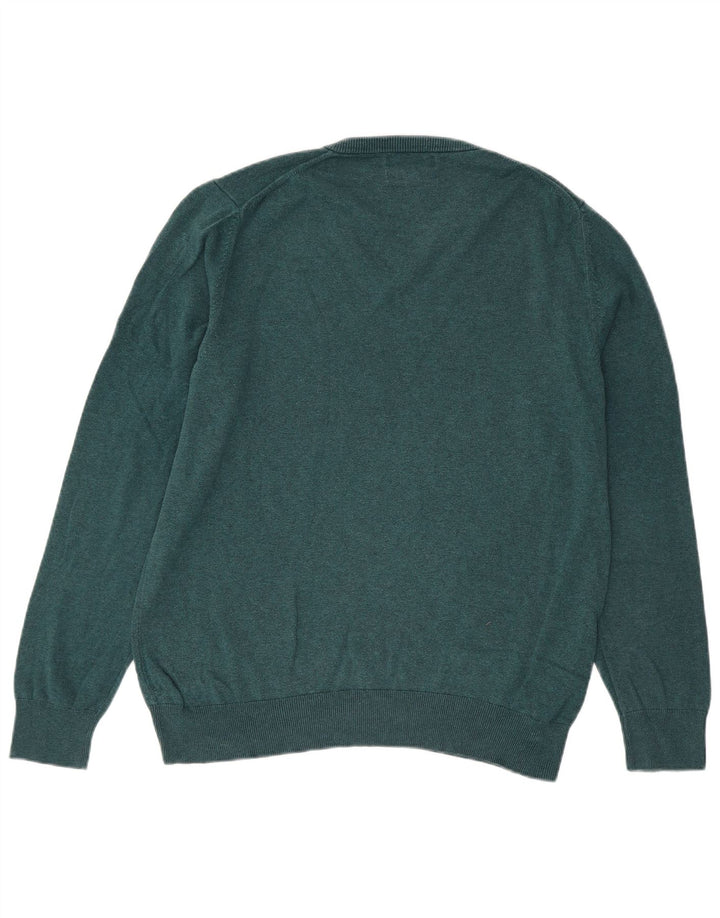 Marks & Spencer Jersey con cuello en V para hombre, talla grande, algodón azul
