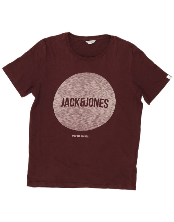 JACK & JONES Hombre Camiseta Gráfica Top Small Borgoña Algodón