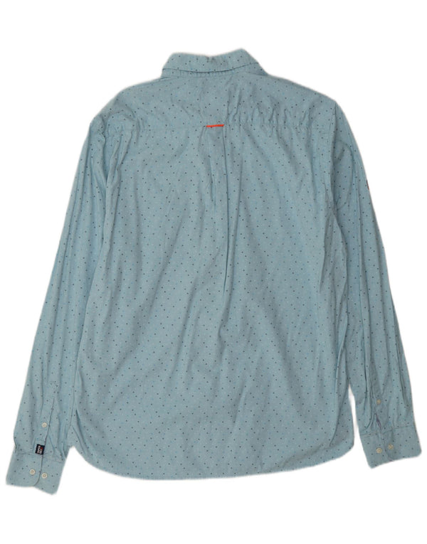 Camisa Superdry Hombre XL Algodón Geométrico Azul