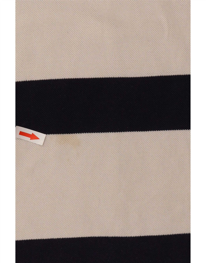 Lacoste Polo para hombre talla 3 pequeño blanco a rayas