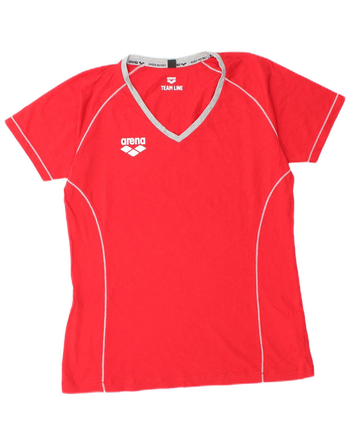 ARENA Camiseta gráfica para mujer Top UK 44 Mediano Rojo Algodón