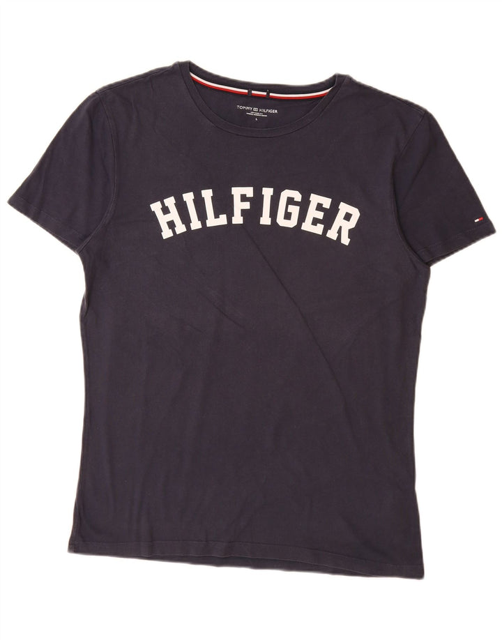 TOMMY HILFIGER Camiseta gráfica para hombre Top grande de algodón azul marino