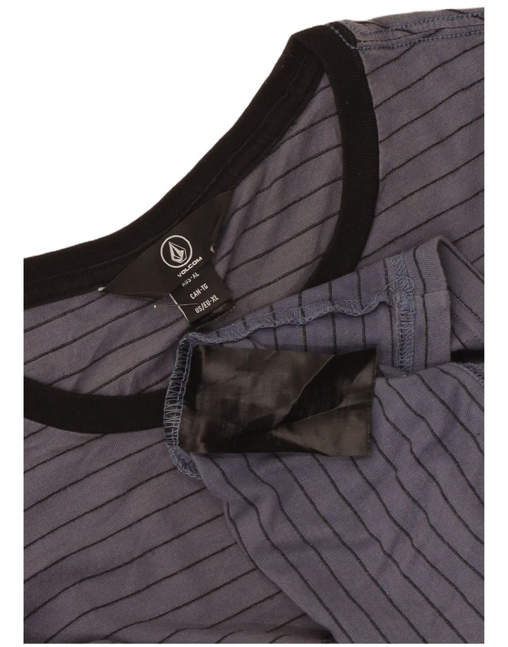 Camiseta Volcom Hombre Top XL Gris Rayas Algodón