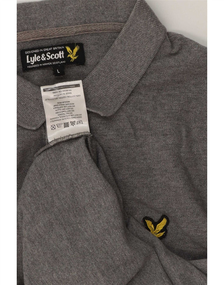 Lyle & Scott Polo para hombre de algodón gris grande