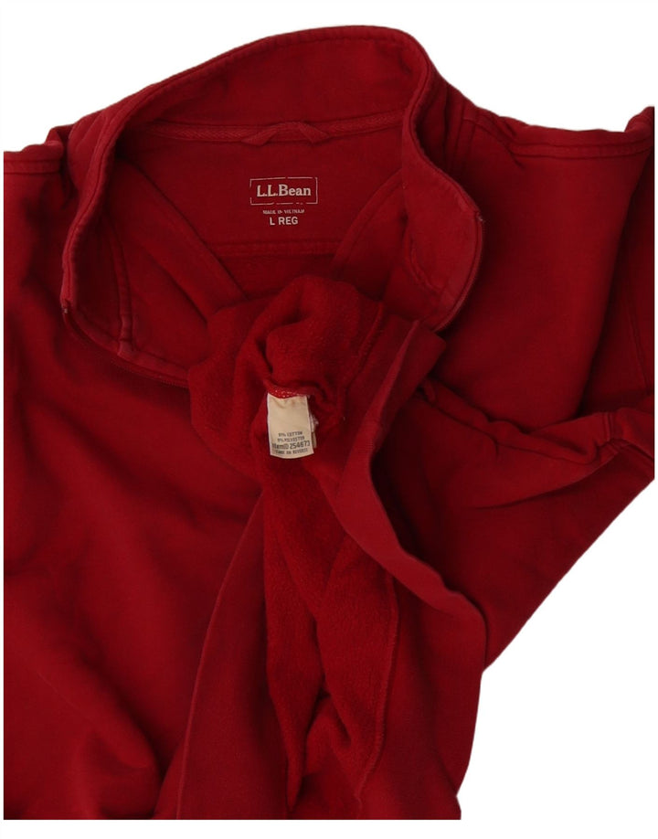 L.L.Bean Sudadera con Cuello y Cremallera para Hombre Jersey Grande de algodón Rojo