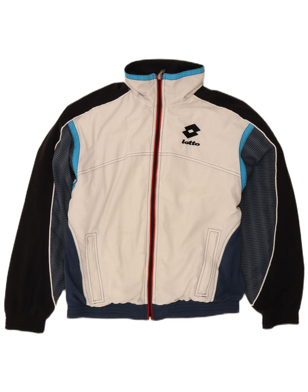 Lotto Hombre Chándal Top Chaqueta Small Blanco Colorblock Poliéster