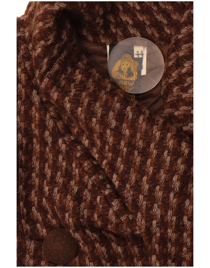 Abrigo vintage para mujer IT 44 Lana de pata de gallo marrón medio