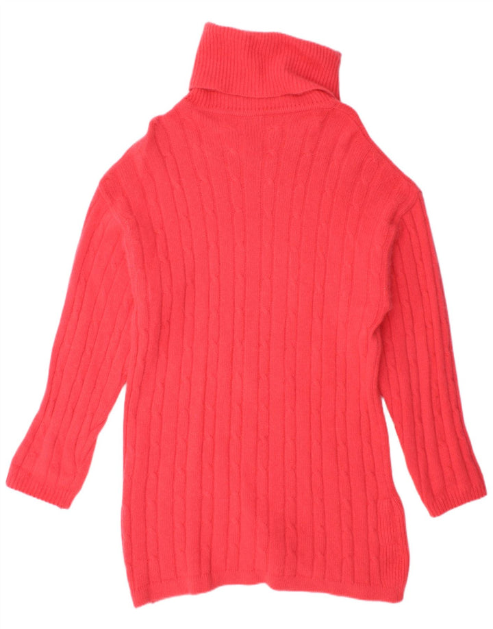 VINTAGE Womens Longline Graphic Roll Neck Jumper Sweater IT 42 Medium Pink
