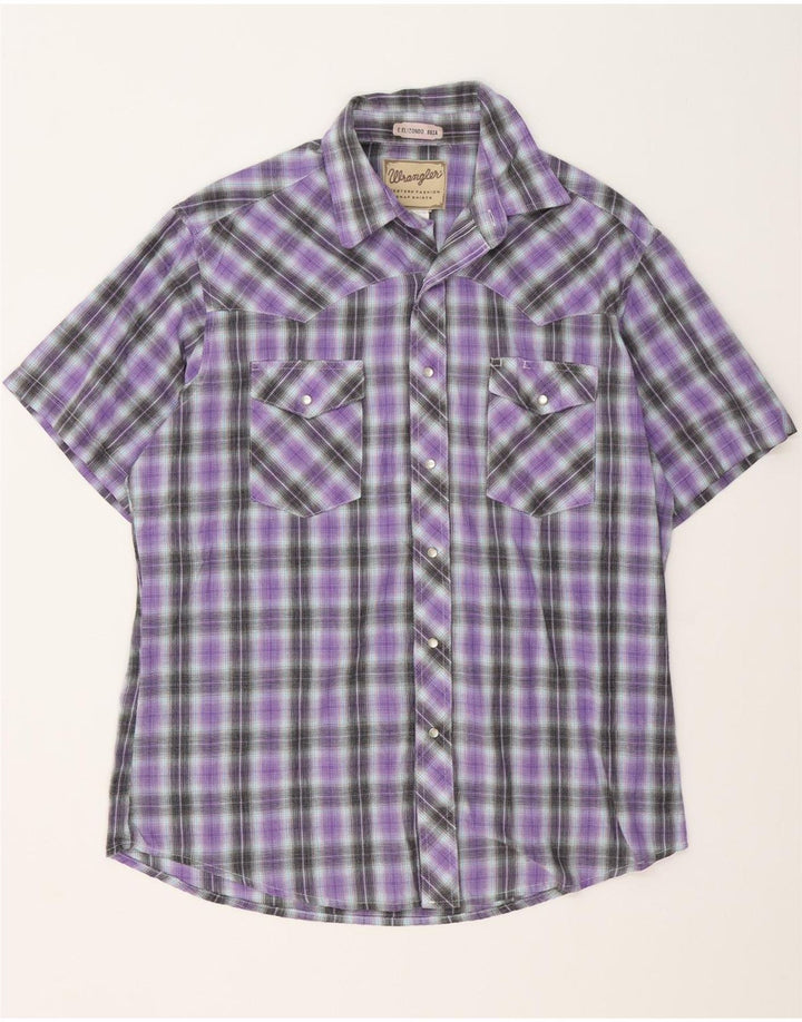 Wrangler Camisa de manga corta para hombre Medium Purple Check