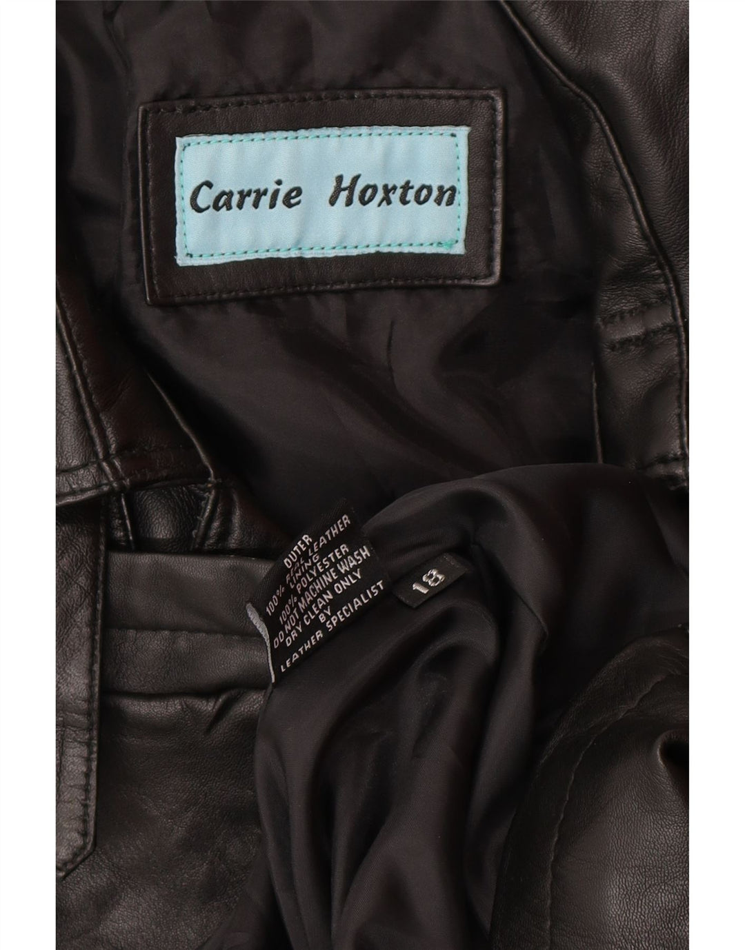 CARRIE HOXTON Chaqueta cruzada para mujer UK 18 XL Cuero negro