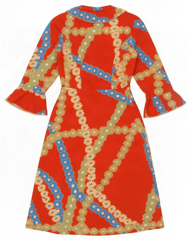 Vintage Womens 3/4 Sleeve Wrap Dress UK 10 Small Red Floral